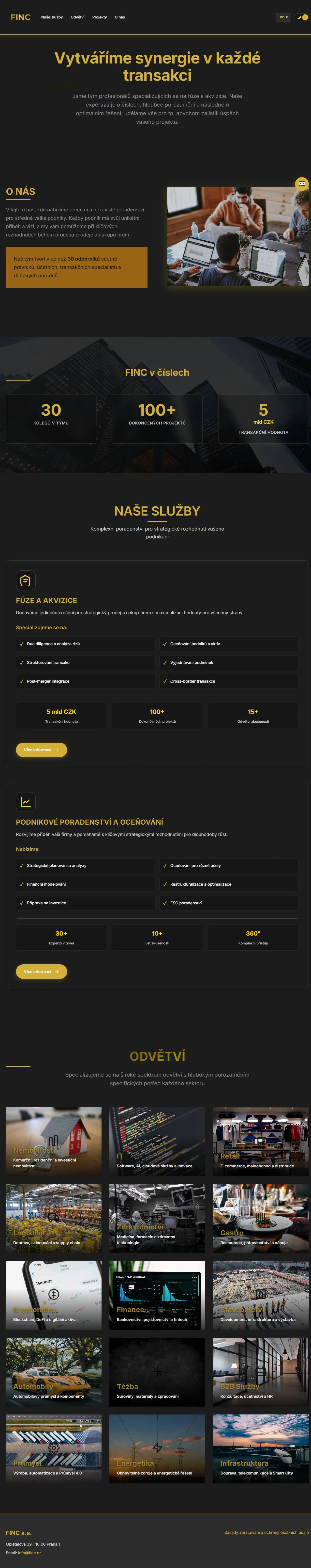 Náhled webu FINC a.s.